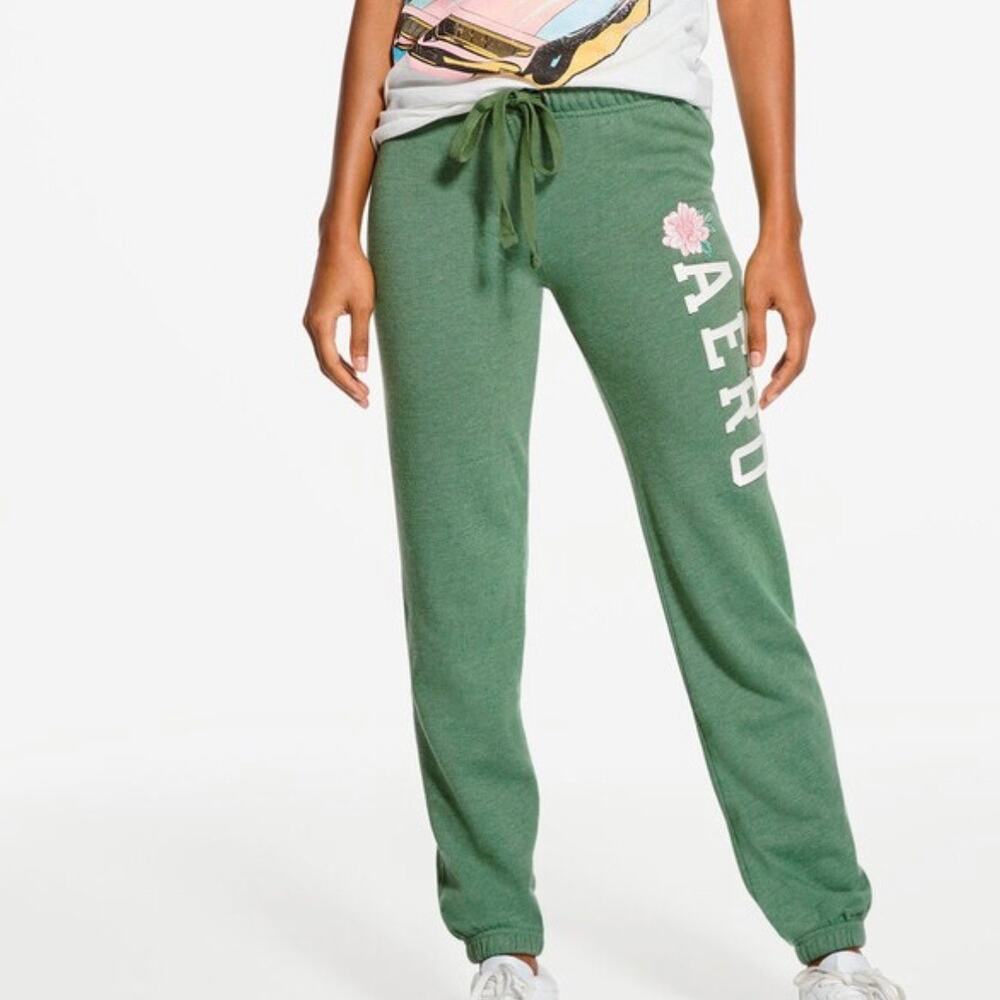 Aeropostale green Sweatpants joggers Y2K lounge Vertical Aero Floral Athliesure